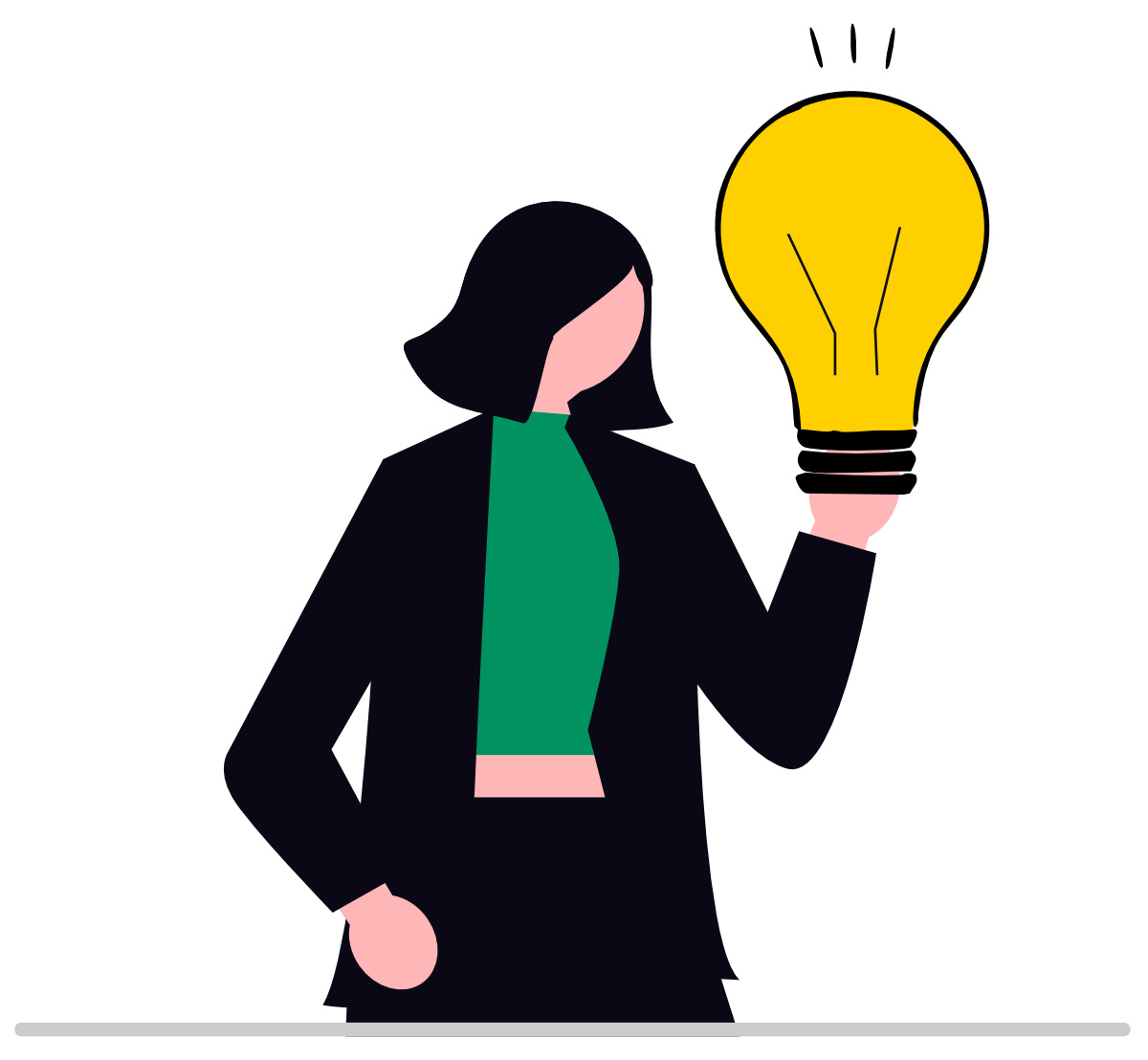 Illustration of a female student with a lightbulb
